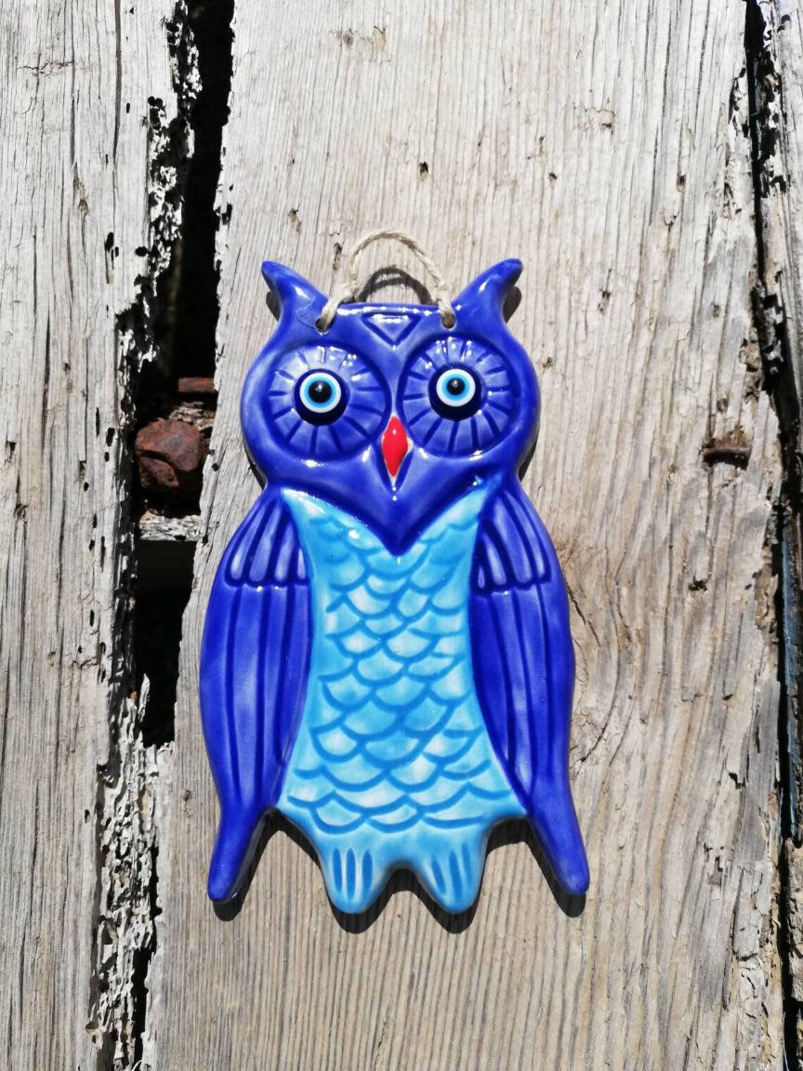 Blue Ceramic Owl Outdoor Decor Owl Kitchen Decor Pottery Owl Etsy UK