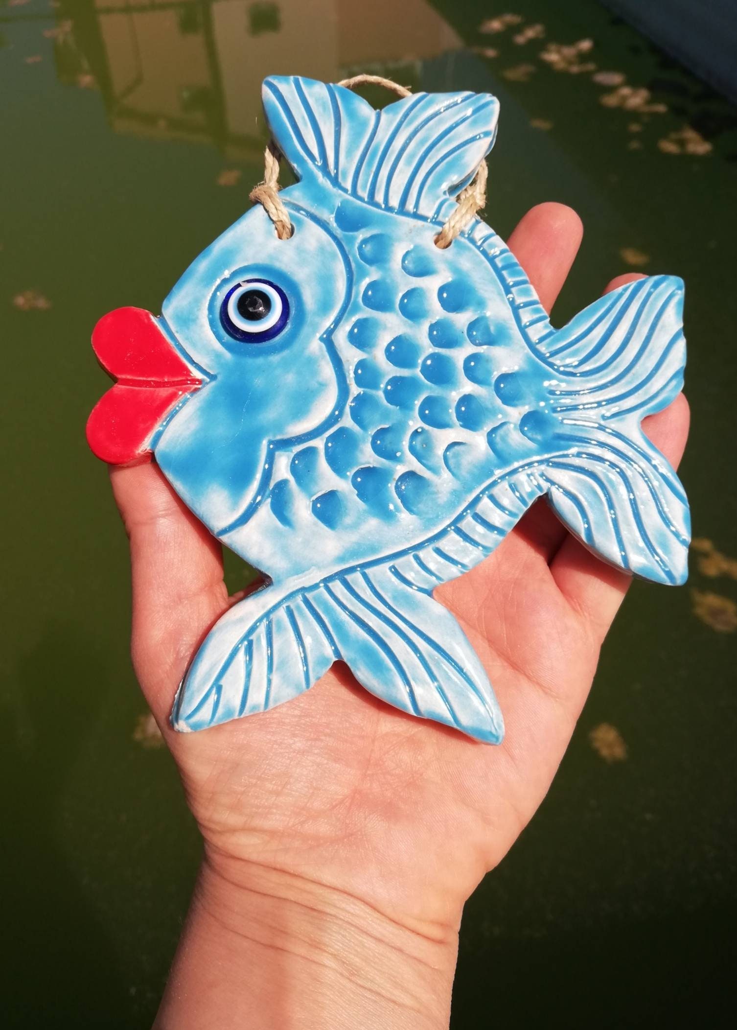 Ceramic Fish Decor Blue Ceramic Fish Bathroom Wall Decor Sea Etsy