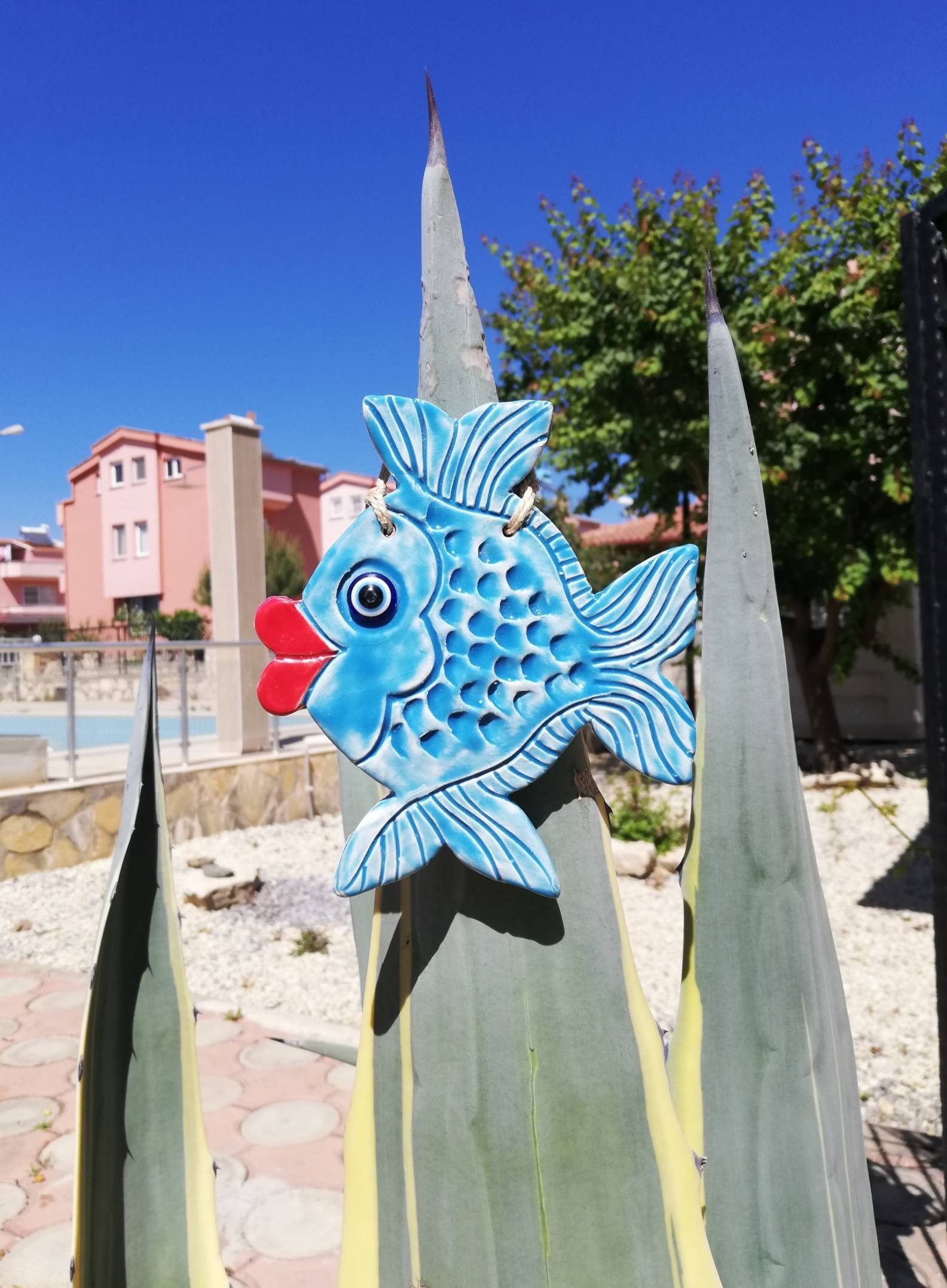 Ceramic Fish Decor Blue Ceramic Fish Bathroom Wall Decor Sea Etsy