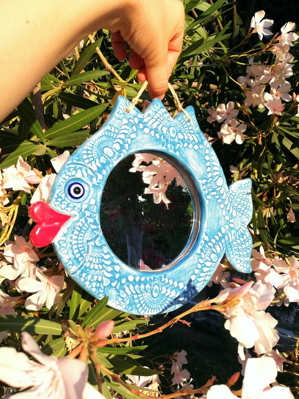 Ceramic fish mirror wall decor round mirror bathroom wall Etsy