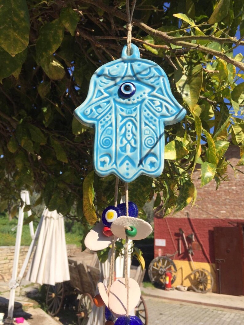 Hamsa Wall Hanging Light Blue Hamsa Hand Decor Ceramic Hamsa Etsy