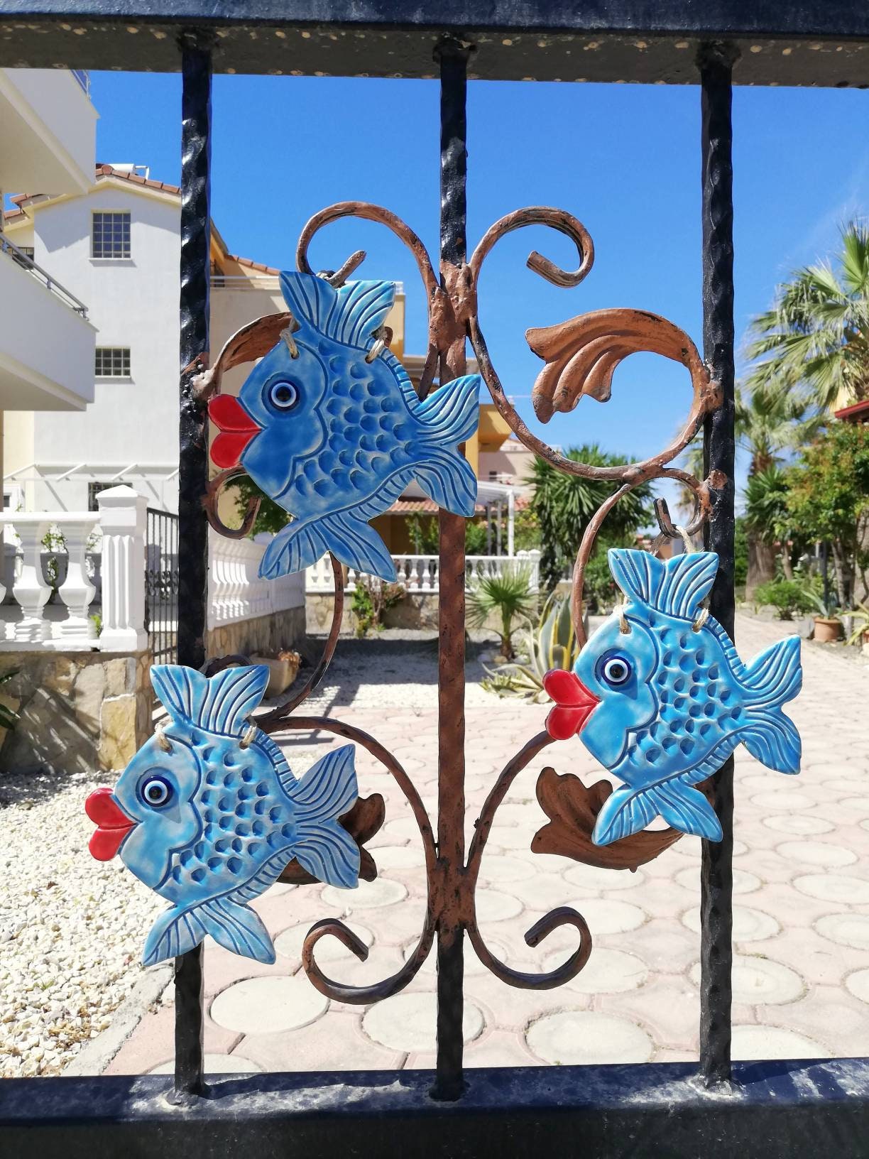 Ceramic Fish Decor Blue Ceramic Fish Bathroom Wall Decor Sea Etsy