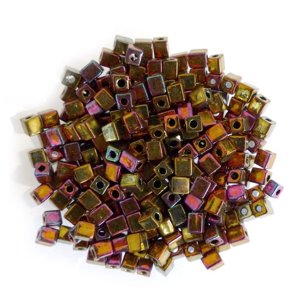 10 g Cubes Miyuki  4x4 mm SB4-462 - Gold Metallic Iris