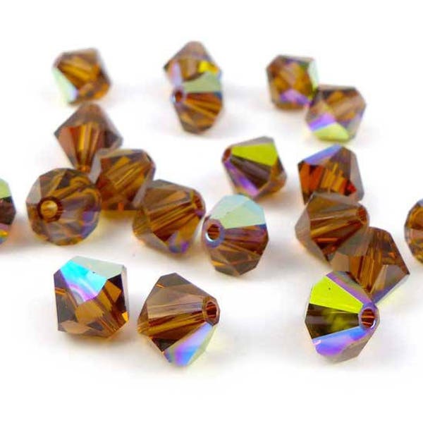 20 x toupies cristal Swarovski®  6 mm SMOKED TOPAZ AB