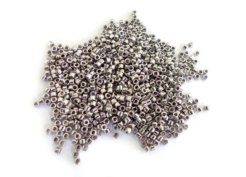 5 g Miyuki Delicas beads 11/0 DB0032 Metallic Rhodium Plated image 4