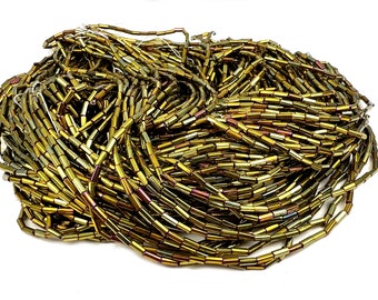 10 g  Czech Bugles  - METALLIC GOLD IRIS - Vintage