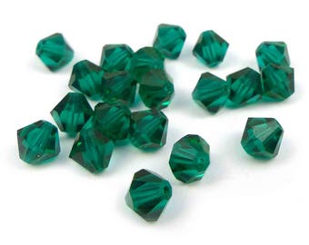 24 x 6 mm EMERALD Swarovski® Kristall Doppelkegel - Letzte Charge!!