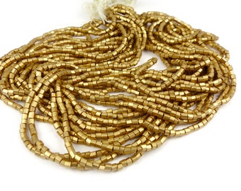 10 g  Czech Rocaille 2-cut seed beads 9/0 - MATTE GOLD - Vintage