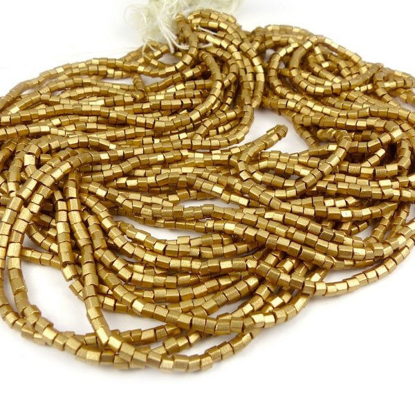 10 g Rocailles 2-cut tchèques  9/0 - MATTE GOLD - Vintage