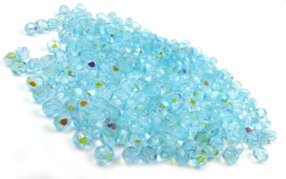 50 x Czech glass pressed faceted Beads 4 mm AMETHYST AB