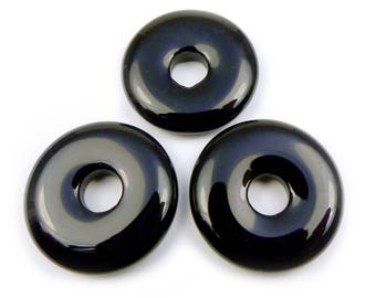 3 x BLACK ONYX gemstone donuts 25 mm