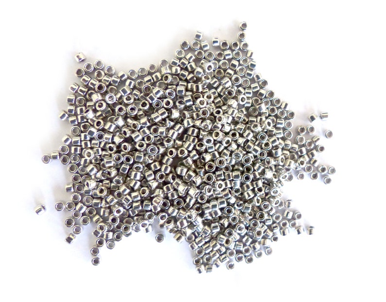 5 g Miyuki Delicas beads 11/0 DB0032 Metallic Rhodium Plated image 3