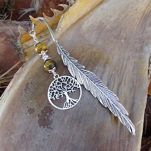 Tree of life and tiger&#39;s eye stone bookmark