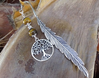 Tree of life and tiger's eye stone bookmark