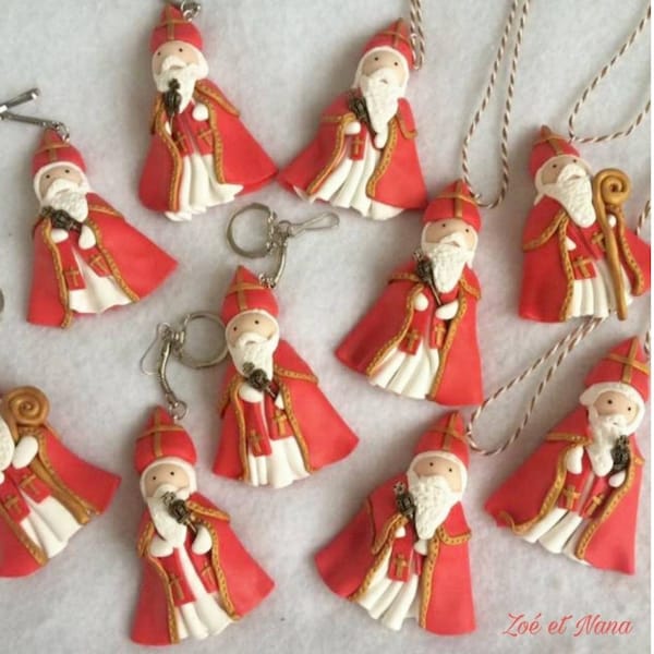 Saint Nicolas, décoration pour sapin de Noël ou porte clé au choix