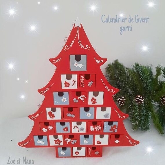 CALENDRIER DE L'AVENT EN BOIS SAPIN de NOËL