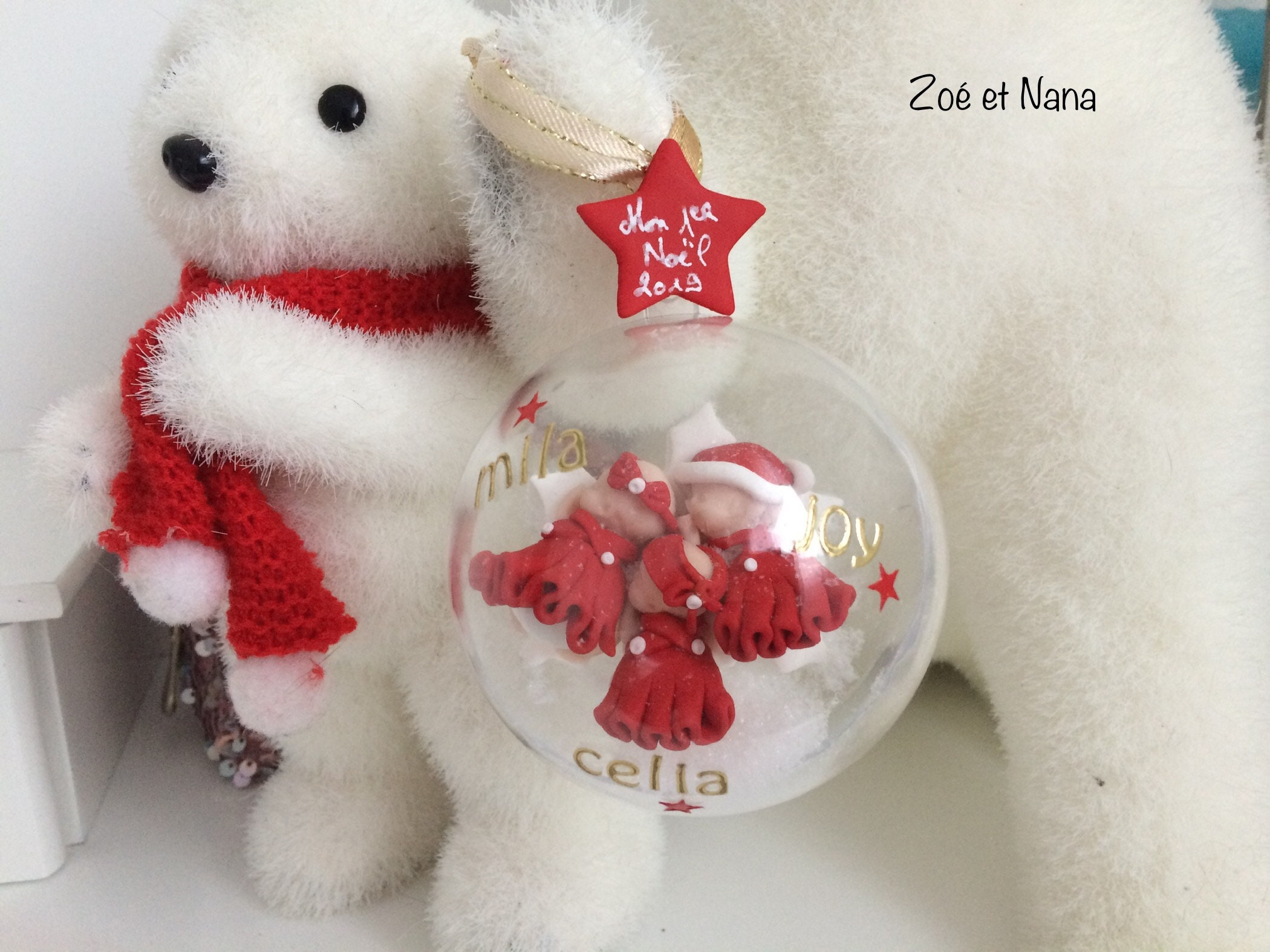 Boule de Noël Personnalisée, Triplés, Jumeaux, Bébé Fille ou Garçon, Décoration Noël