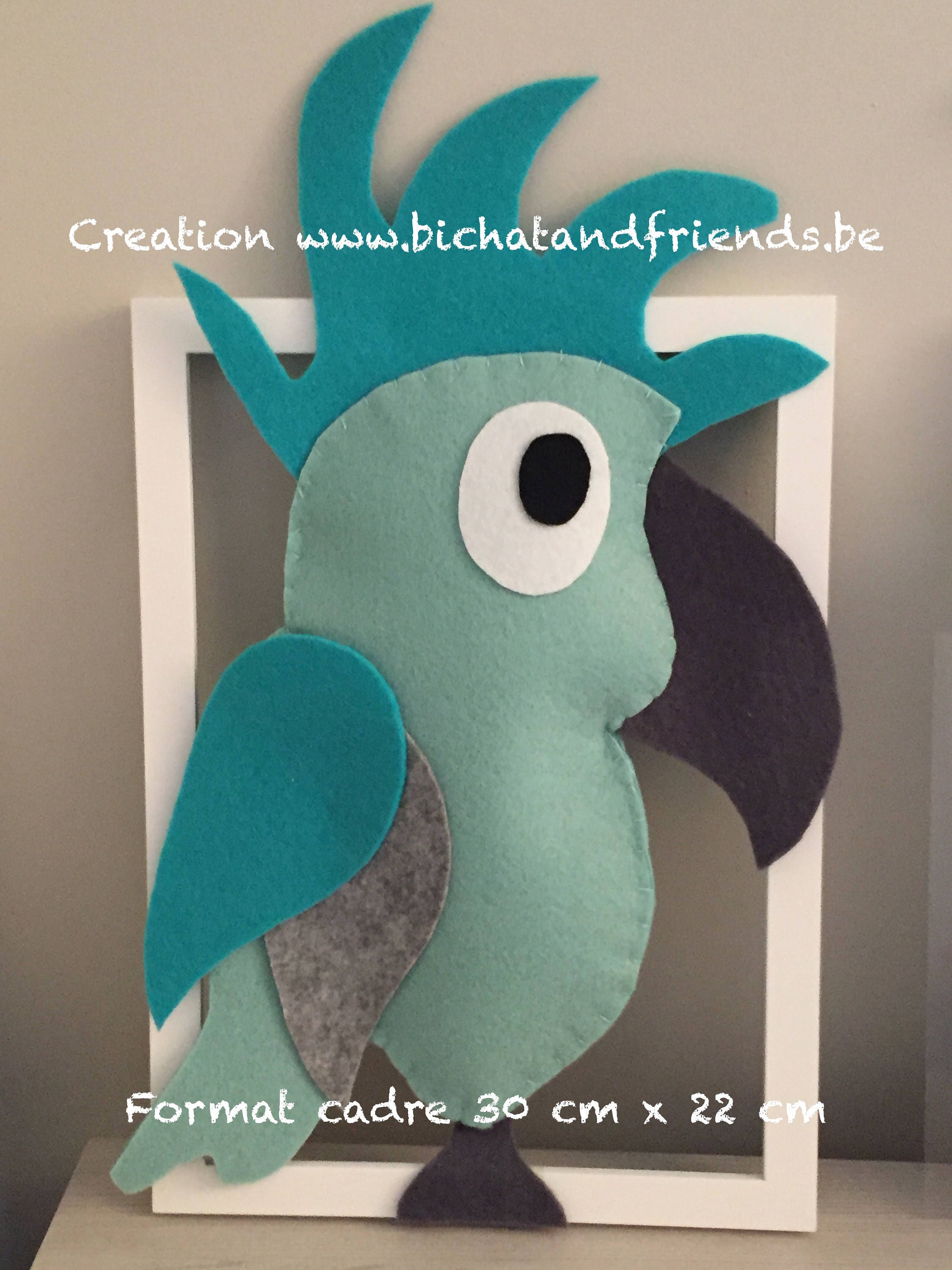 Bebe Décoration Murale Tons Vert d'eau Émeraude Gris Grand Cadre Cerf/Souris /Perroquet Cadeau de Na