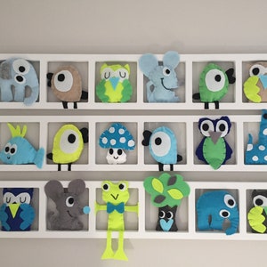 Deco child bedroom-wall frame-animals green blue grey-future gift MOM-birth-personalized