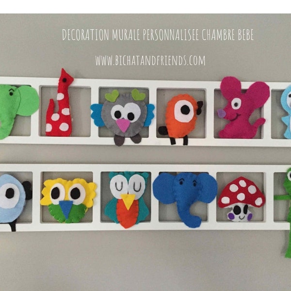 Cadre mural déco chambre bébé - tons multicolores- cadeau de naissance original