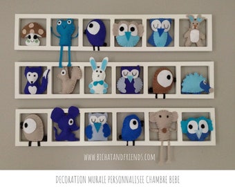 Frame wall decor nursery baby, beige, blue, original gift