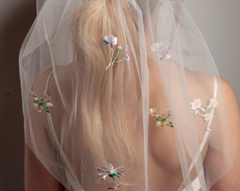 Floral bridal veil wedding bachelorette veil