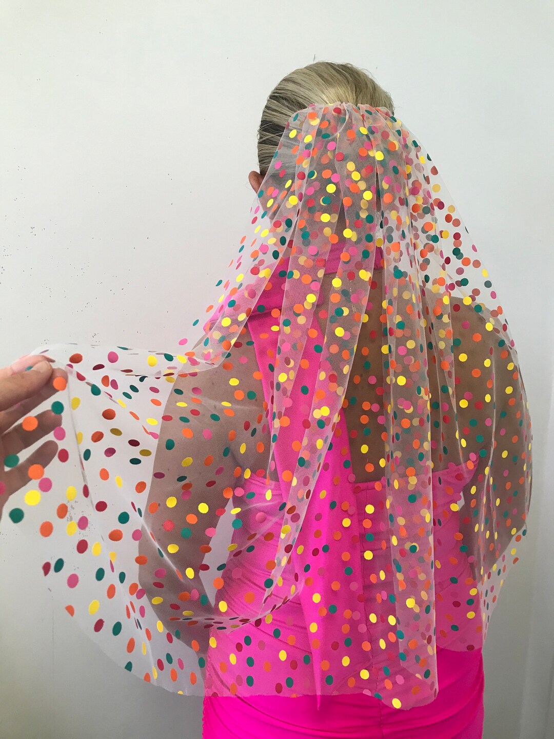 Confetti Polka Dot Colourful Bridal Veil Etsy