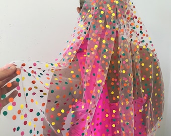 Confetti Polka Dot colourful bridal Veil