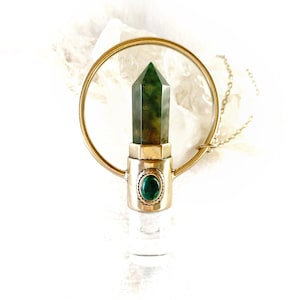 Crystal Roller Necklace - Essential Oil Roller - Aromatherapy Jewellery - Jade Crystal