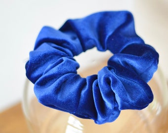 Royal blue velvet scrunchie