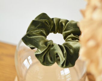 Khaki velvet scrunchie