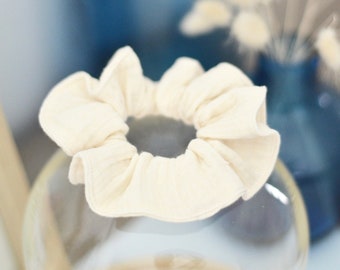 Ecru cotton gauze scrunchie