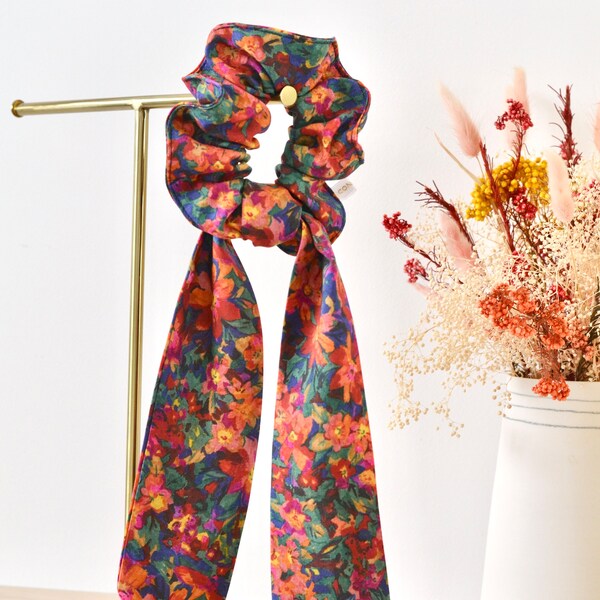 Chouchou foulard fleurs vintage