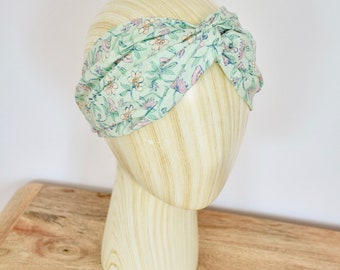 Women's headband - Water green linen