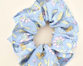 Sky blue linen scrunchie