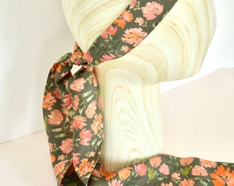 Long khaki flower scarf