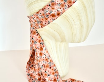 Long orange floral scarf