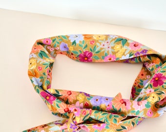 Long colorful vintage flower scarf