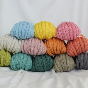 Handmade Cotton Tricotin Cord 1m+ | 12 different Colors Cotton iCords Yarn | Tricotin Cord For Creating Knitted Words & Decor | Palette No.2