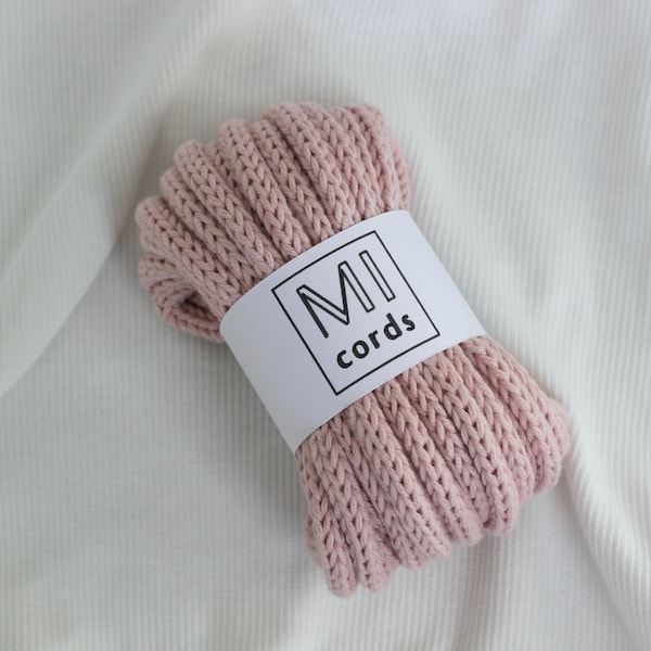 Pearl Pink Handmade Knitting Organic Cotton Icord Tricotin For Your Craft, Yarn For Creating Knitted Words And Decor, Palette No.2