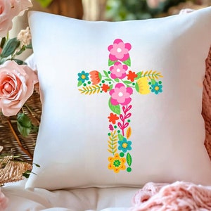 Floral Cross SVG Cut file Cricut, Christian Cross Flowers SVG, Faith svg, Sublimation PNG
