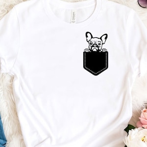 Peek a boo Pocket French Bulldog Svg Cute Kawaii Peeking Dog in Shirt Pocket SVG Cartoon Funny Puppy Clipart Cricut Silhouette Cut File Svg