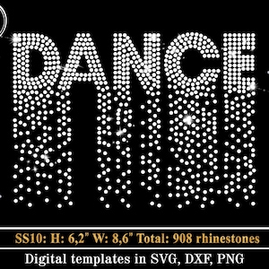 DANCE Scatter Rhinestone Template SVG, Dance Dripping Bling Design, Scattered Spray Effect, Rhinestones svg, spangle transfer