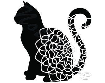Mandala cat svg | Etsy