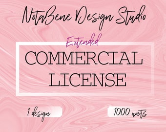 COMMERCIAL LICENSE for 1 digital design for 1 person | 1000 units for sale | NotaBene Design Studio Digital Graphic Commercial License