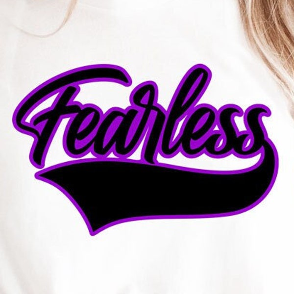 Fearless SVG, Positive svg, Basketball svg, Cheerleader svg, Old School Baseball Style Cut file Cricut, Sublimation PNG