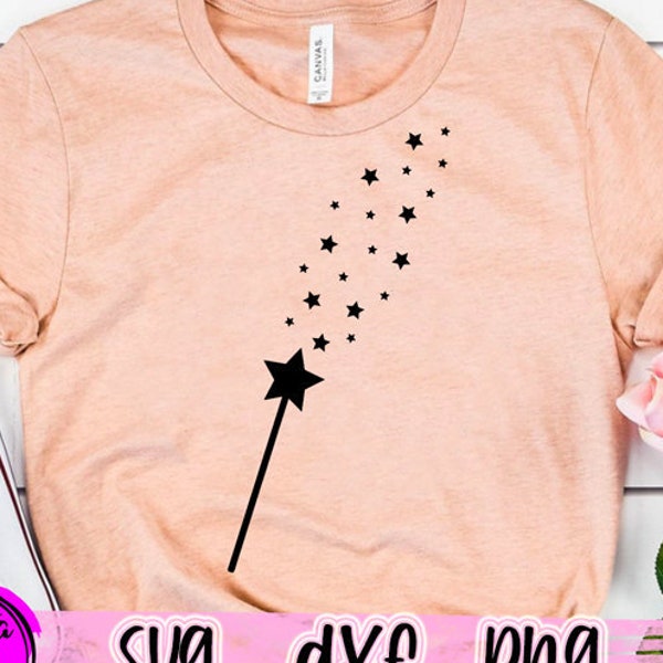 Magic Wand SVG, Wand Svg, Fairy Godmother Wand Svg, Stars svg, Birthday Svg, Dxf Svg Cut files for Cricut Cameo + SUBLIMATION PNG