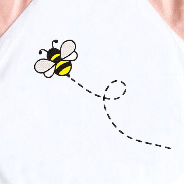 Bee flying Machine embroidery, Bee route design, Bumble bee embroidery, Bumblebee embroidery, Insect design, ITH, 3 sizes