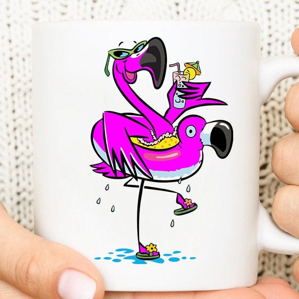 Flamingo Drinking Cocktail SVG Pink Flamingo Beach SVG Cut File Dxf Flamingo Sunglasses Floating ring Clipart Cricut Sublimation PNG