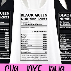 Black Queen SVG, Nutritional Facts Svg, African American Woman, Melanin Girl design, Afro Diva, Black Magic